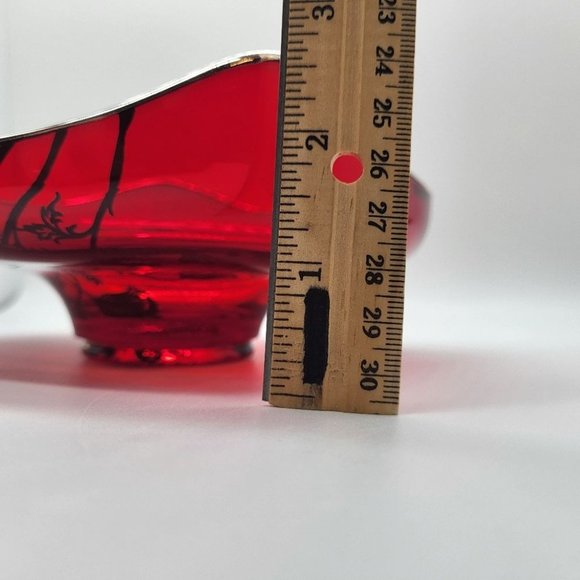 Vintage 6" Ruby Red Candy Dish Silver City Flanders MCM Elegant Glass - Picture 7 of 9